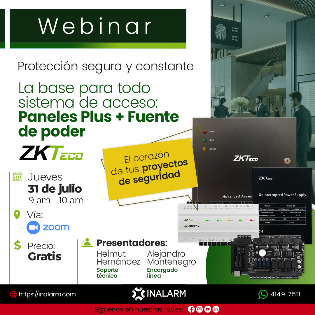 Webinar - Paneles Plus y Fuente de poder ZKTeco
