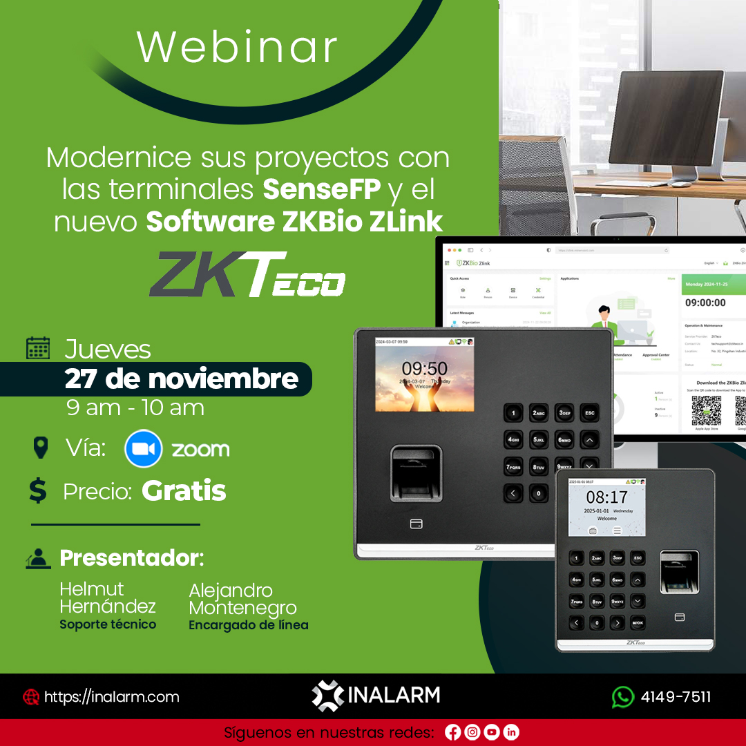 Webinar - Nuevas terminales SenseFP y Software ZKBio ZLink